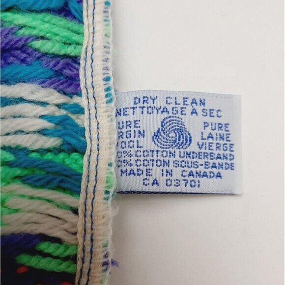 Retro 80's MURRAY MERKLEY 100% Wool Intarsia Geo Pattern Knit Beanie Hat Pom-Pom - Picture 15 of 15